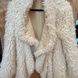 FREE PEOPLE Shaggy Cream Faux Lamb Fur Jacket